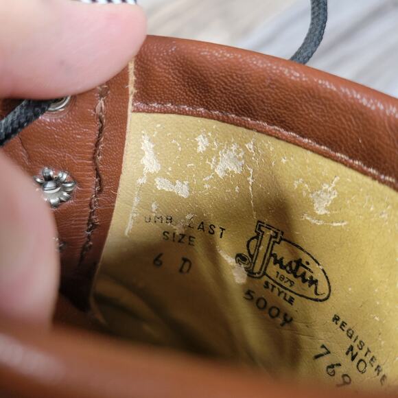 Vintage Brown Justin Ropers Style 500Y, size 6D - Picture 7 of 8